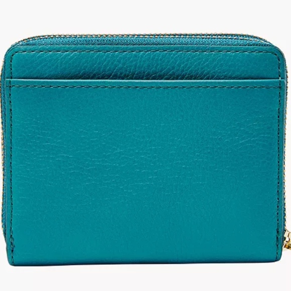 Fossil RFID Mini Multifunction in Peacock Genuine Cow Hide Leather Double Zip - Picture 11 of 11